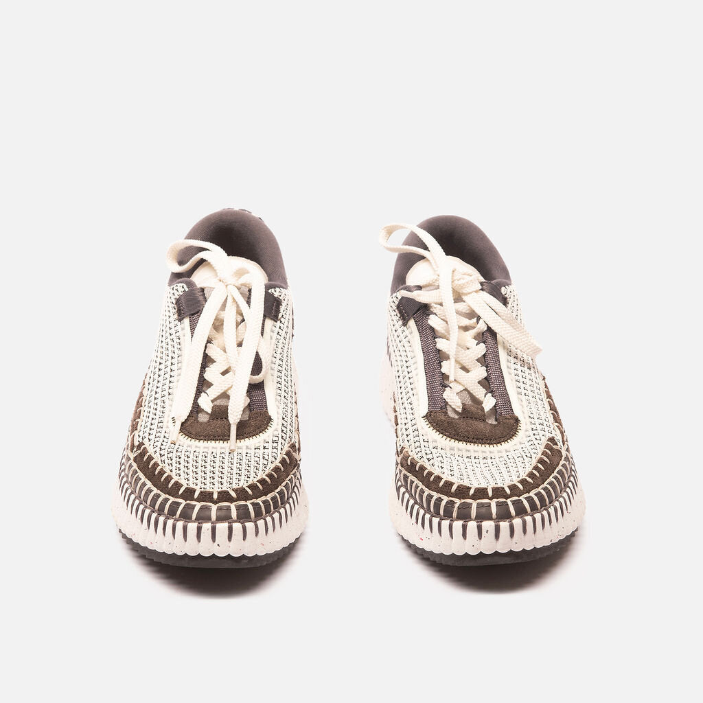 Chloe Brown & White Nama Platform Sneaker