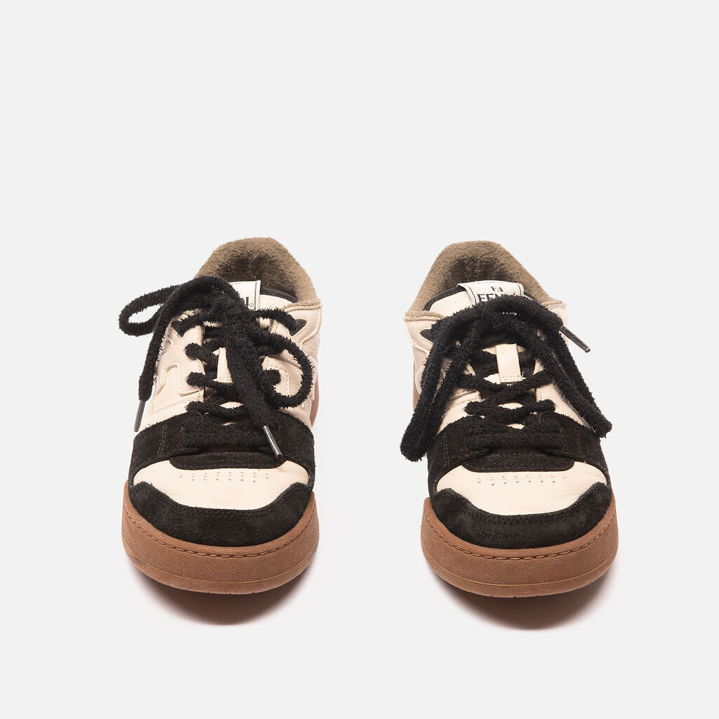 Fendi Black & White Leather Low Top Sneaker