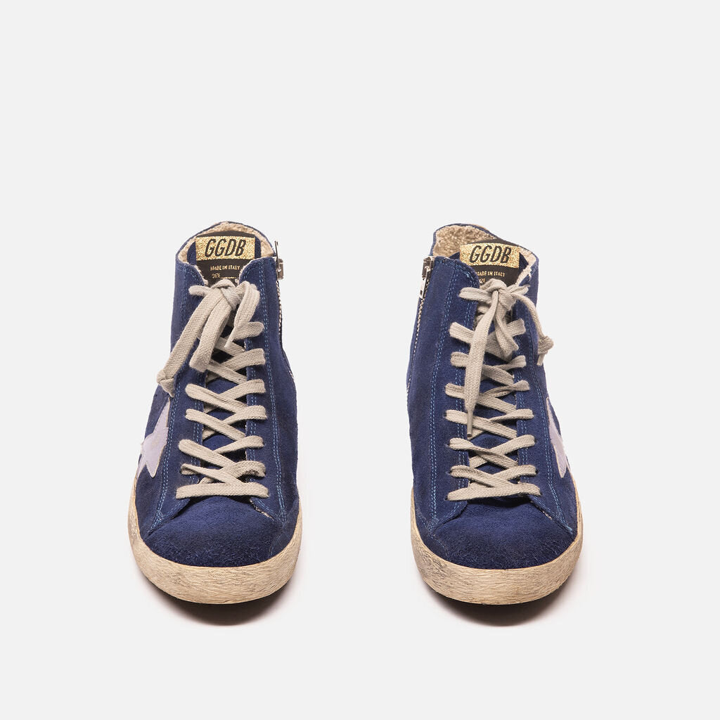 Golden Goose Blue Suede High Top Sneaker