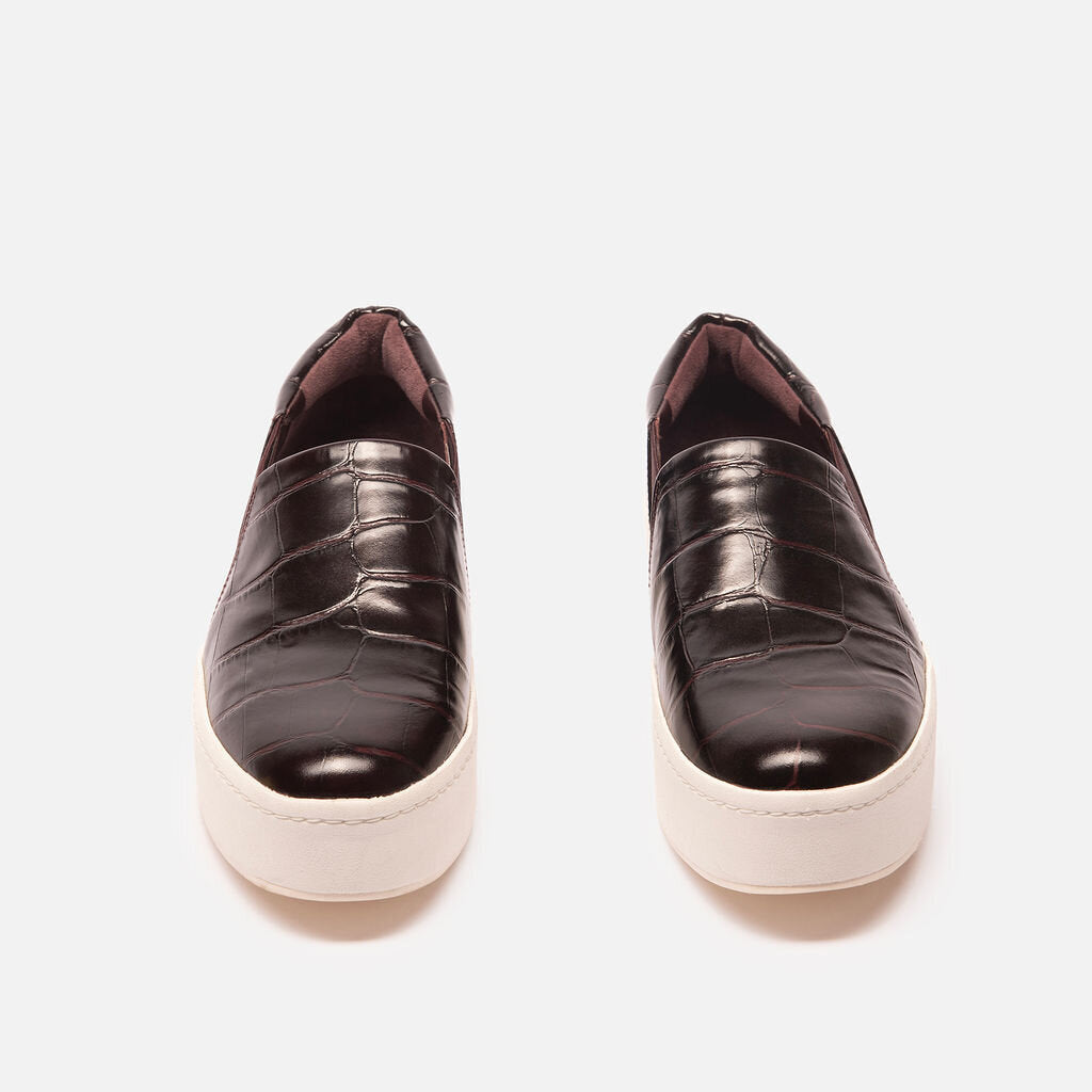 Vince Maroon Embossed Leather Sneakers