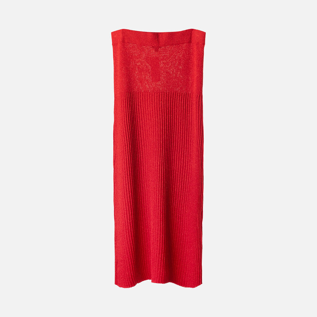 Joseph Red Metallic Ribbed Skirt & Tank Set
