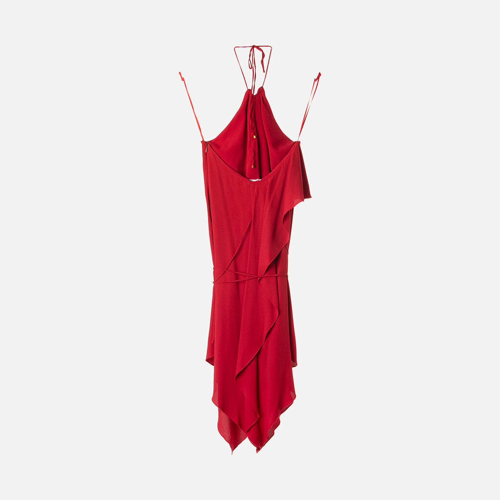 Blumarine Red Viscose Halter Dress