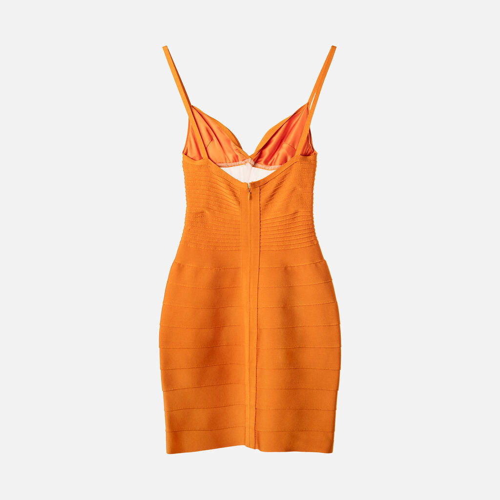 Herve Leger Couture Orange Bandage Dress