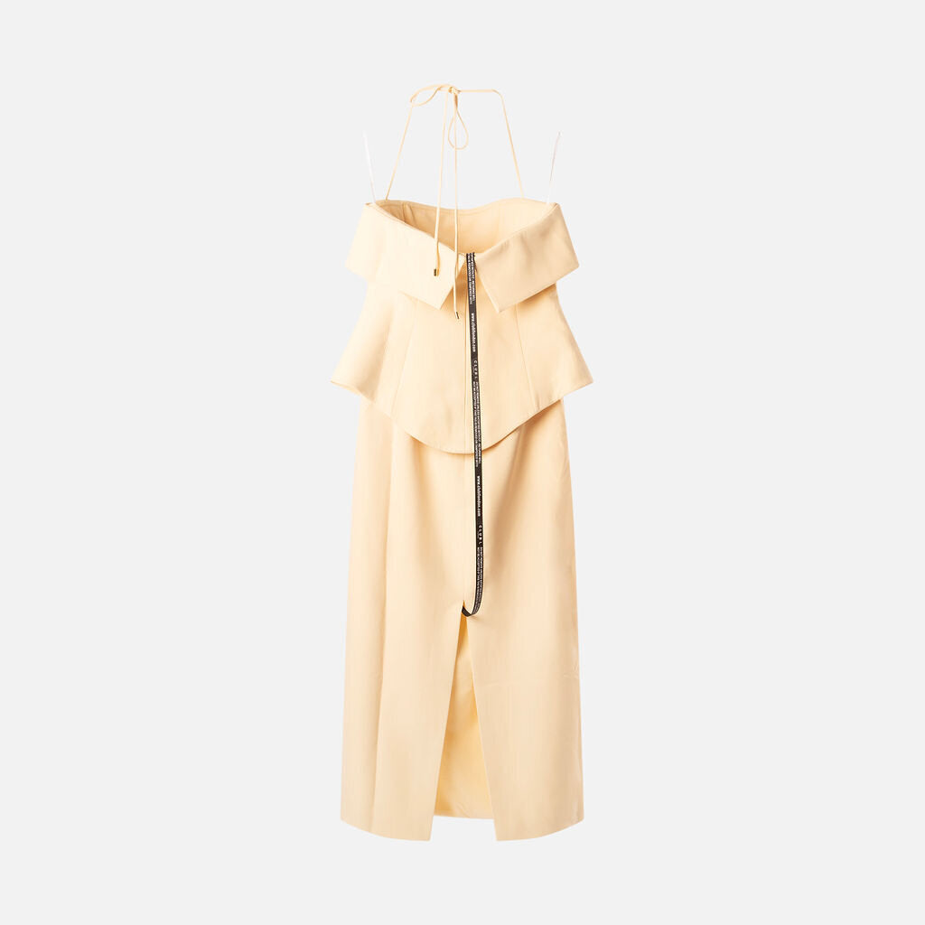 Club L London Yellow Poly Corset Maxi Dress
