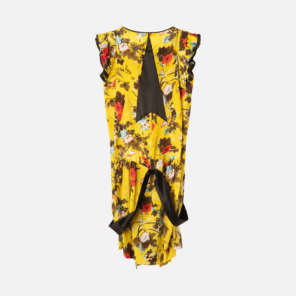Balenciaga Paris Yellow Floral Silk Ruffle Dress (2007)