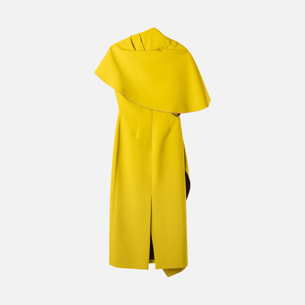 Roksanda Chartreuse Crepe Draped Midi Dress (1950)