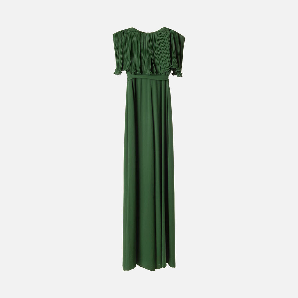 Halston Green Pleated Jumpsuit