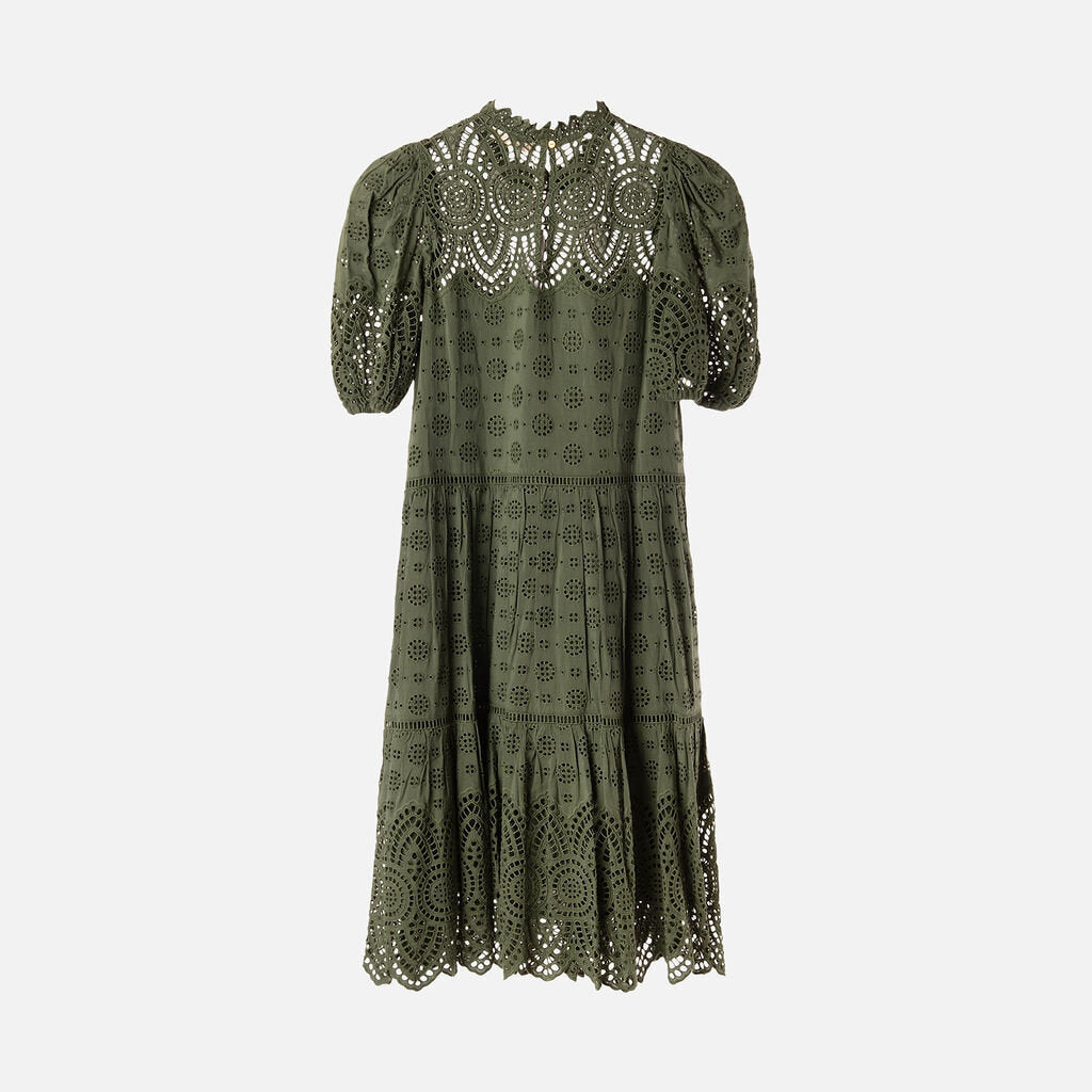 Ulla Johnson Green Cotton Blend Eyelet Dress