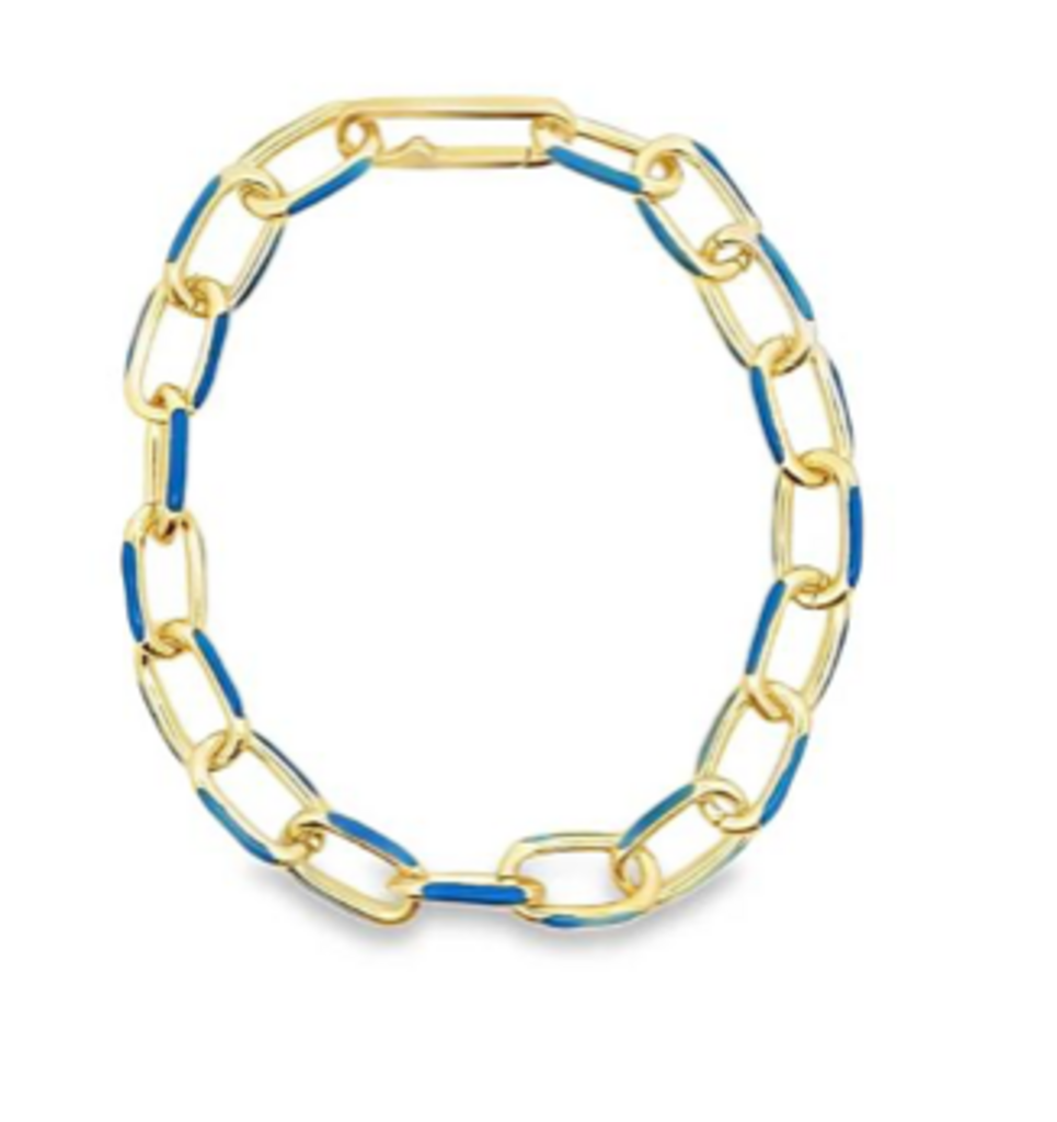 Enamel Paperclip Chain Blue Bracelet