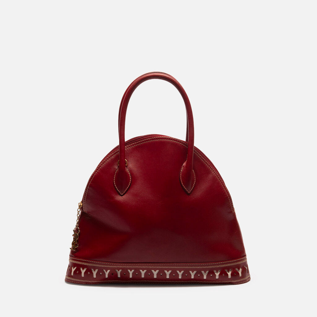 Saint Laurent Vintage Red Leather Y Cut Out Bag