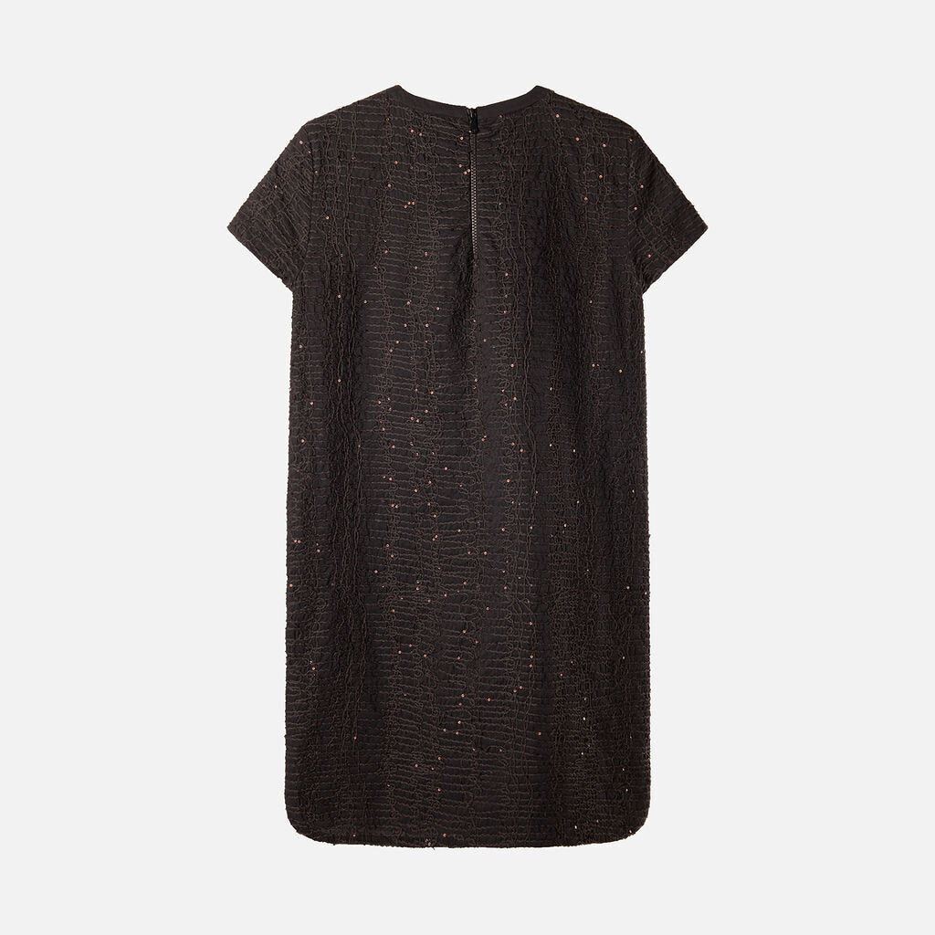 Brunello Charcoal Grey Cotton Embellished Dress