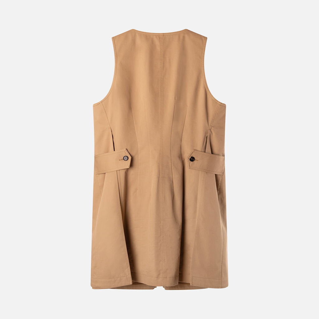 Chloe Khaki Cotton Canvas Zip-Front Dress