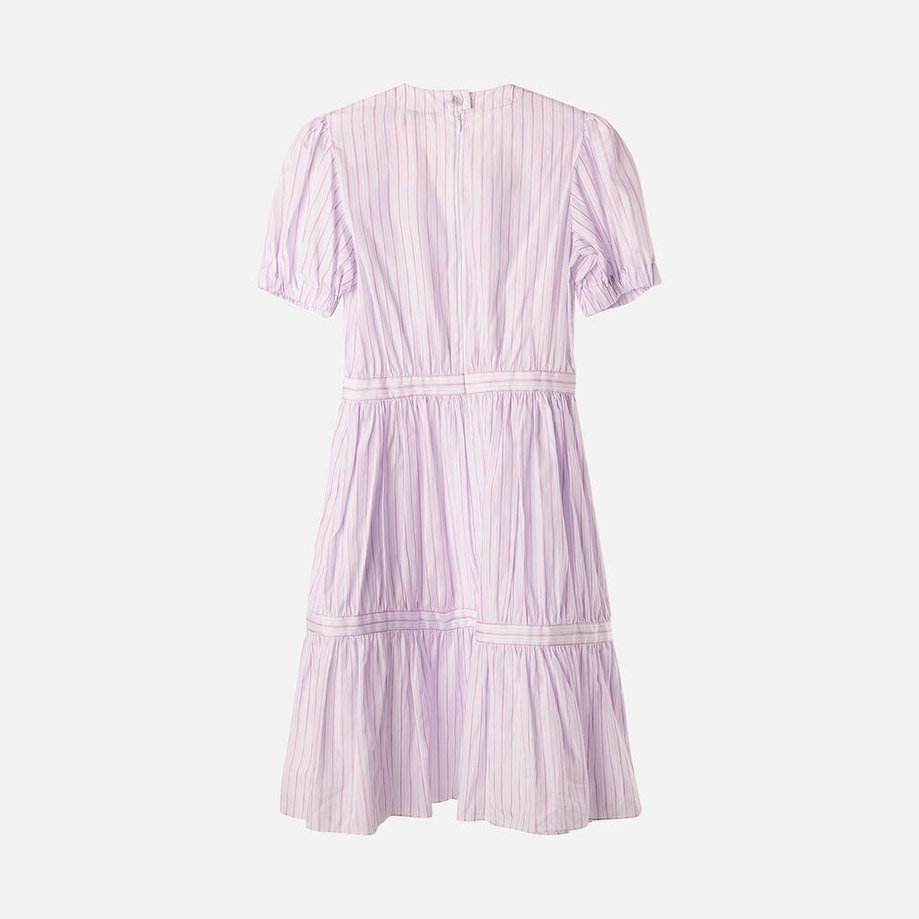 Chanel White & Pink Stripe Cotton Ruffle Mini Dress (2025)