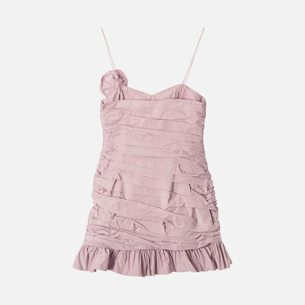 LoveShackFancy Light Purple Poly Ruched Mini Dress