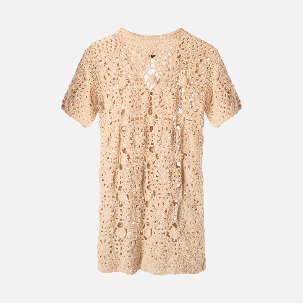 Akoia Beige Cotton Crochet Cover-Up