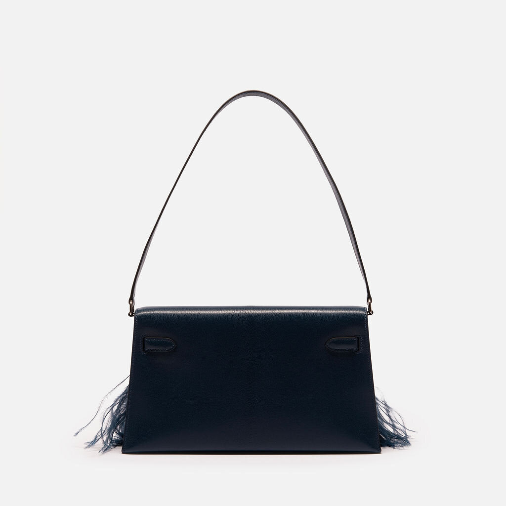 Hermes Elan Chevre Navy With Ostrich Feathers (2025)