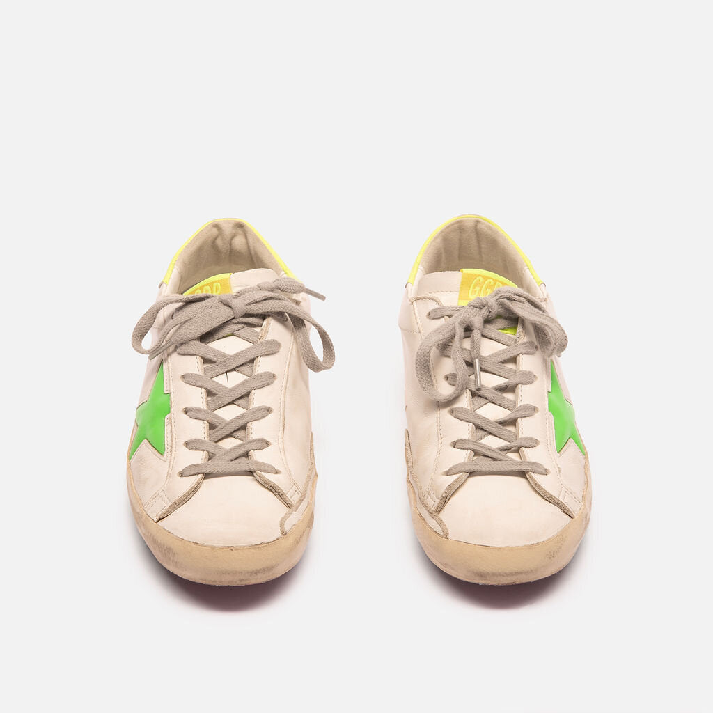 Golden Goose White & Green Superstar Low