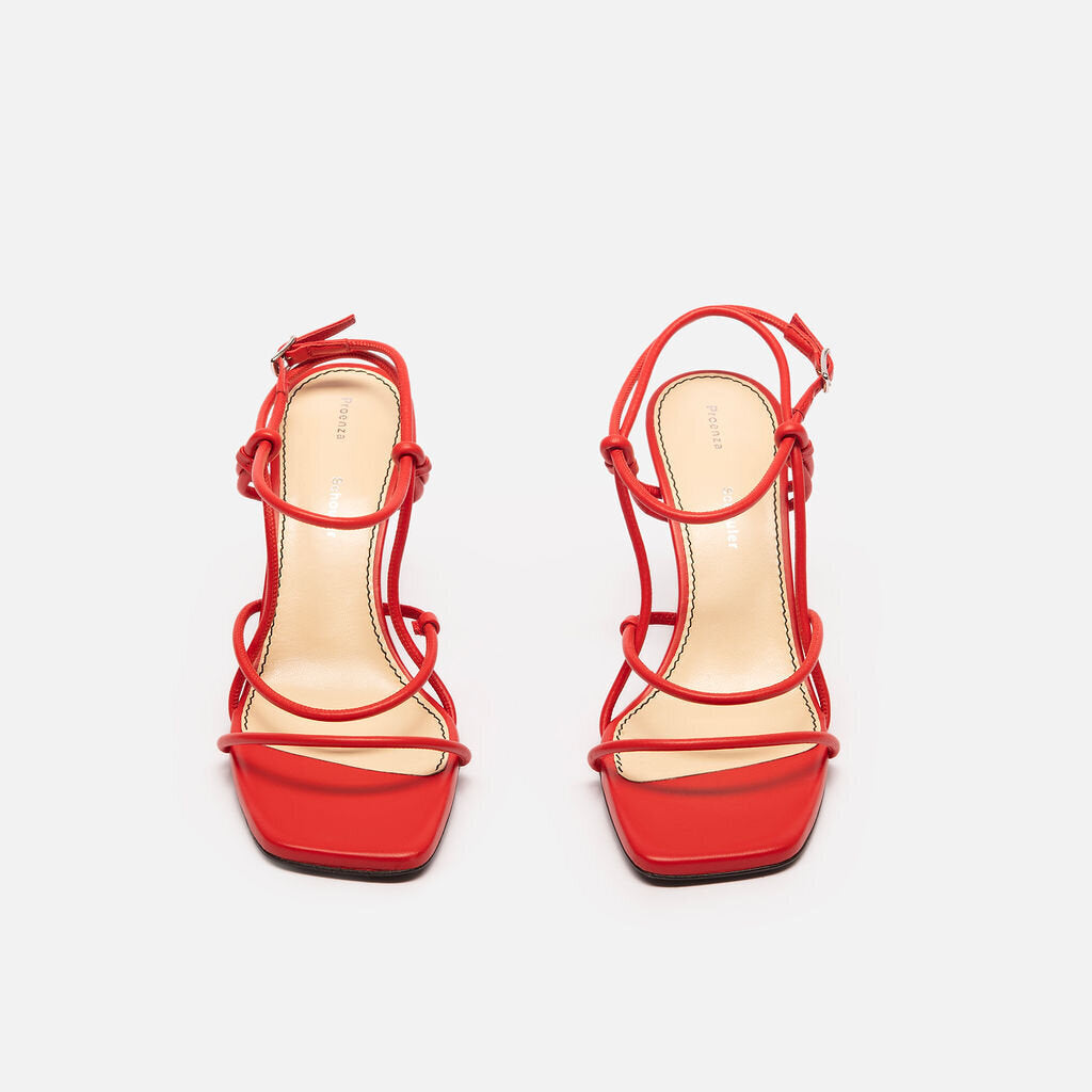 Proenza Schouler Red Leather Strappy Heeled Sandal
