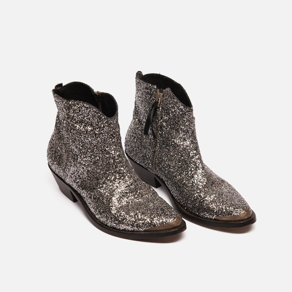 Golden Goose Silver Glitter Ankle Boots, 38