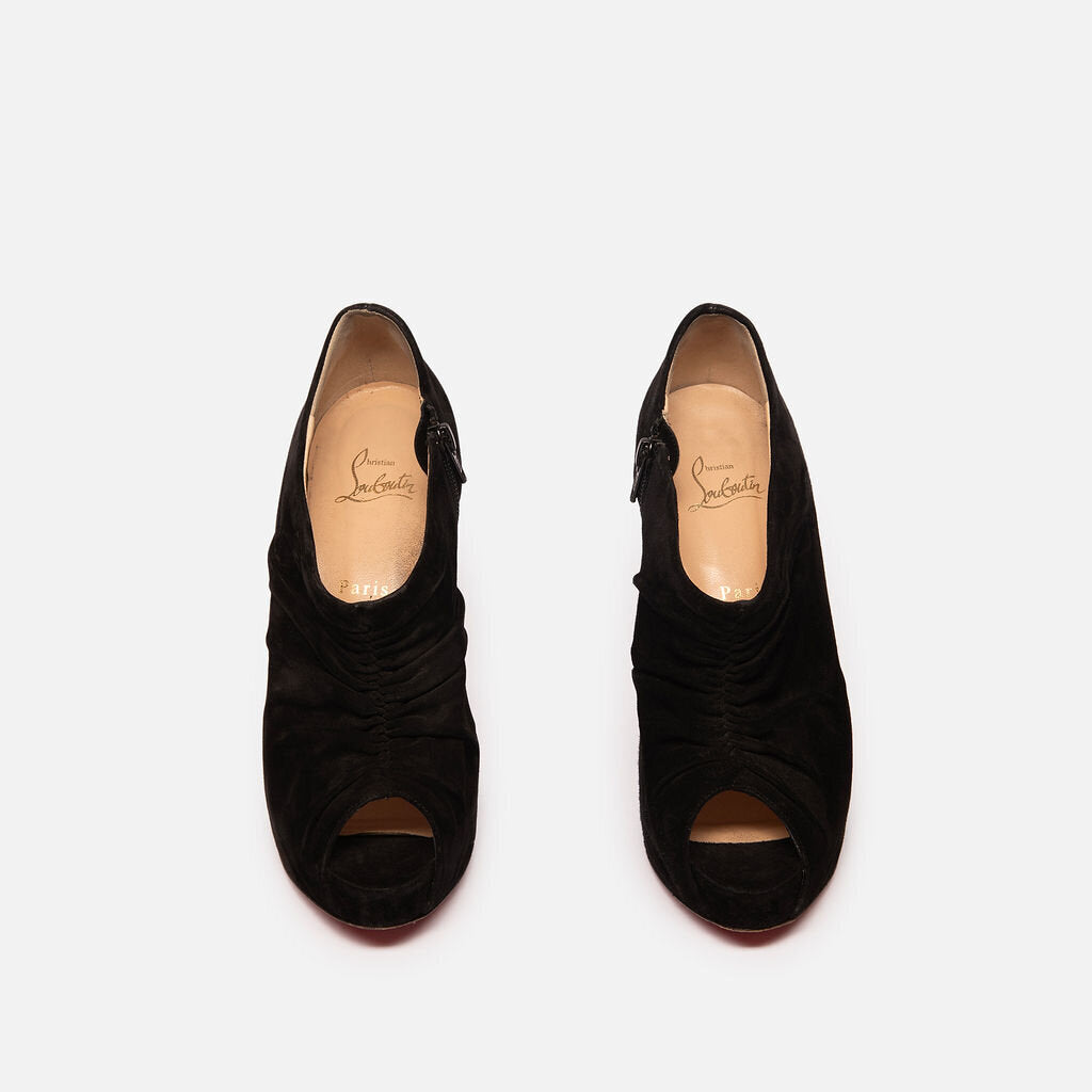 Christian Louboutin Black Suede Open Toe Heel