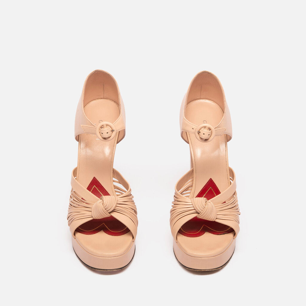 Gucci Nude Leather Platform Sandal
