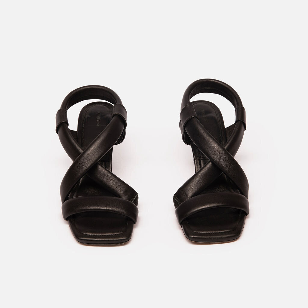 Anine Bing Black Leather Heeled Sandals