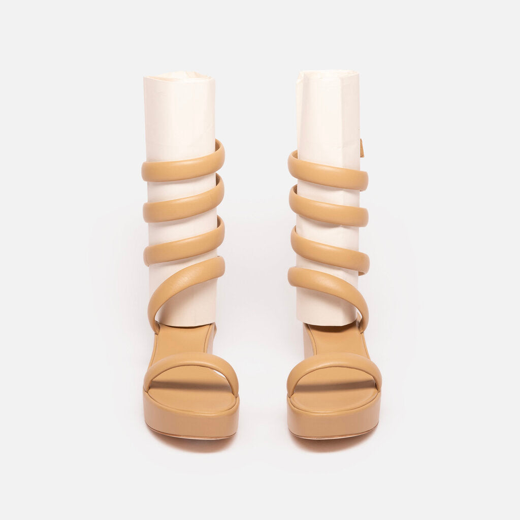Cult Gaia Tan Wrap Platform Sandals