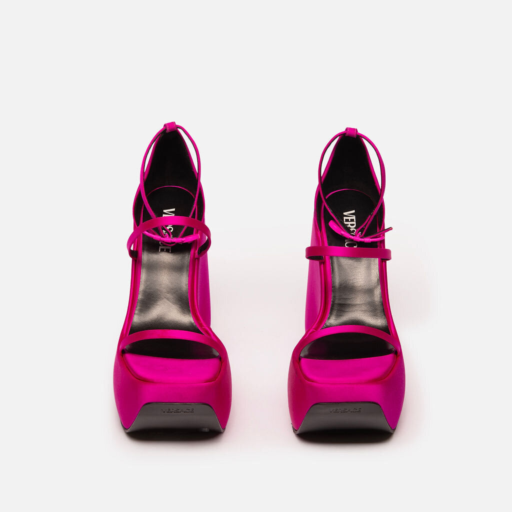 Versace Pink Satin Wedge Sandal