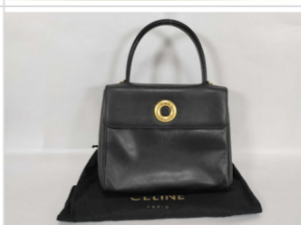 Black Leather Top Handle Bag