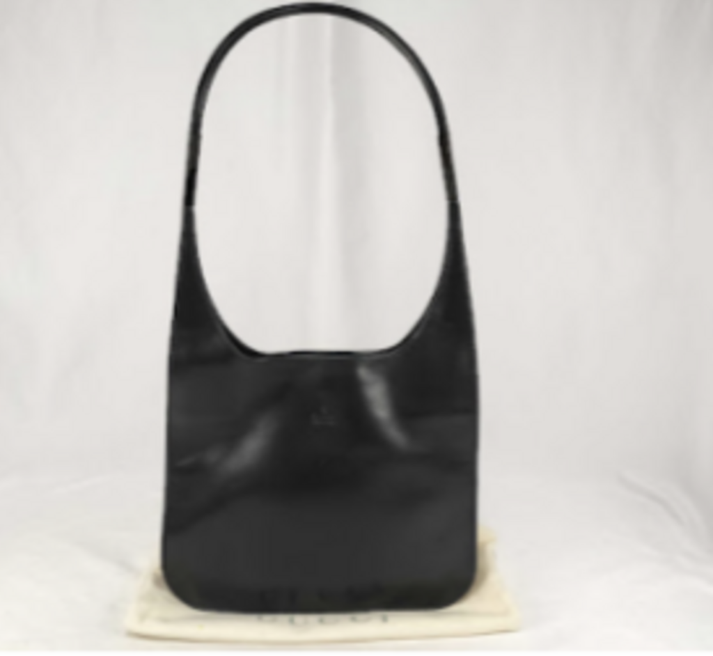 Black Leather Hobo Shoulder Bag