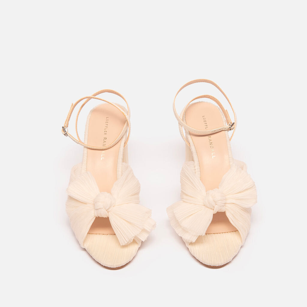 Loeffler Randall Cream Camelia Pleated Bow Sandal