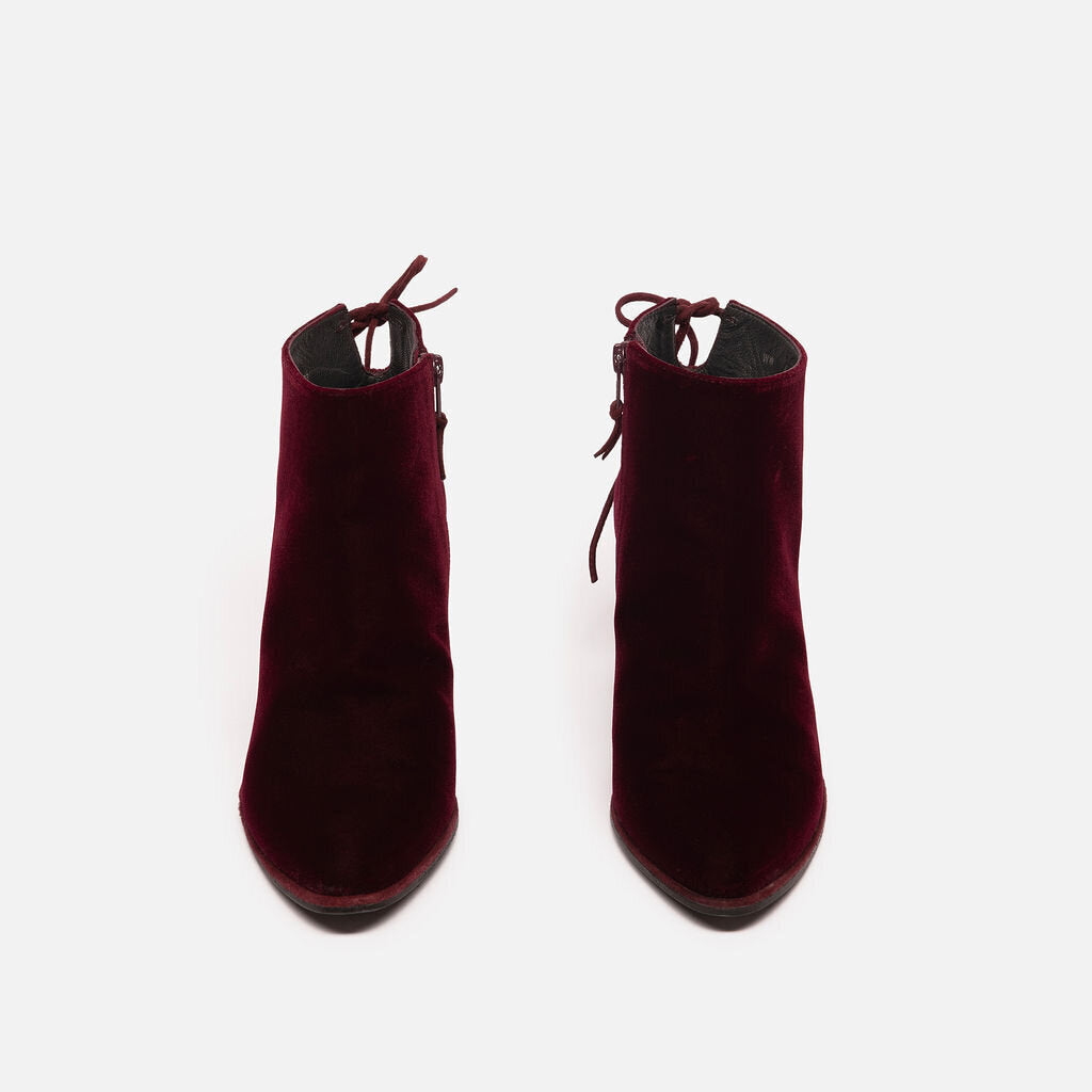 Stuart Weitzman Burgundy Velvet Ankle Boot
