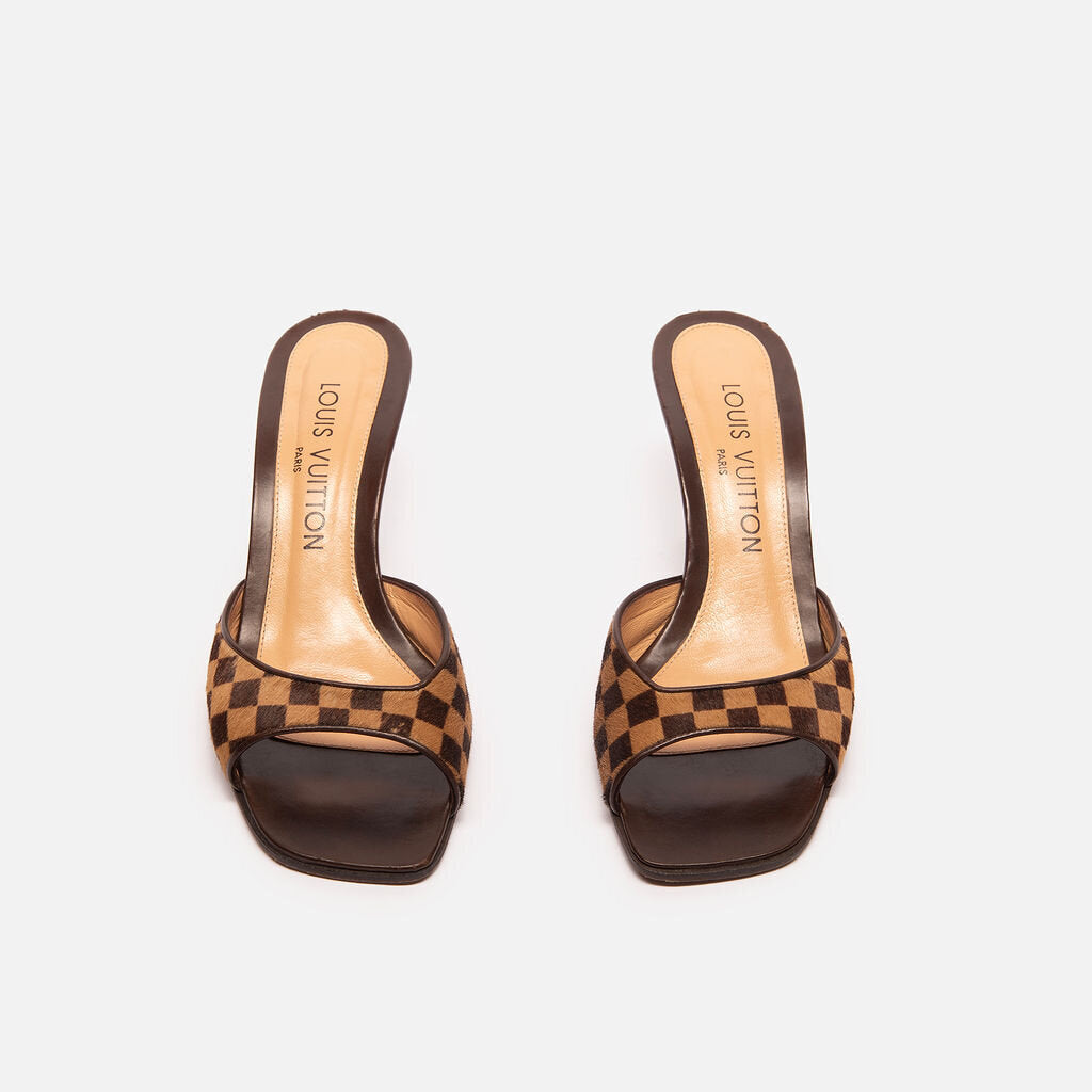 Louis Vuitton Brown & Beige Ponyhair Sandal