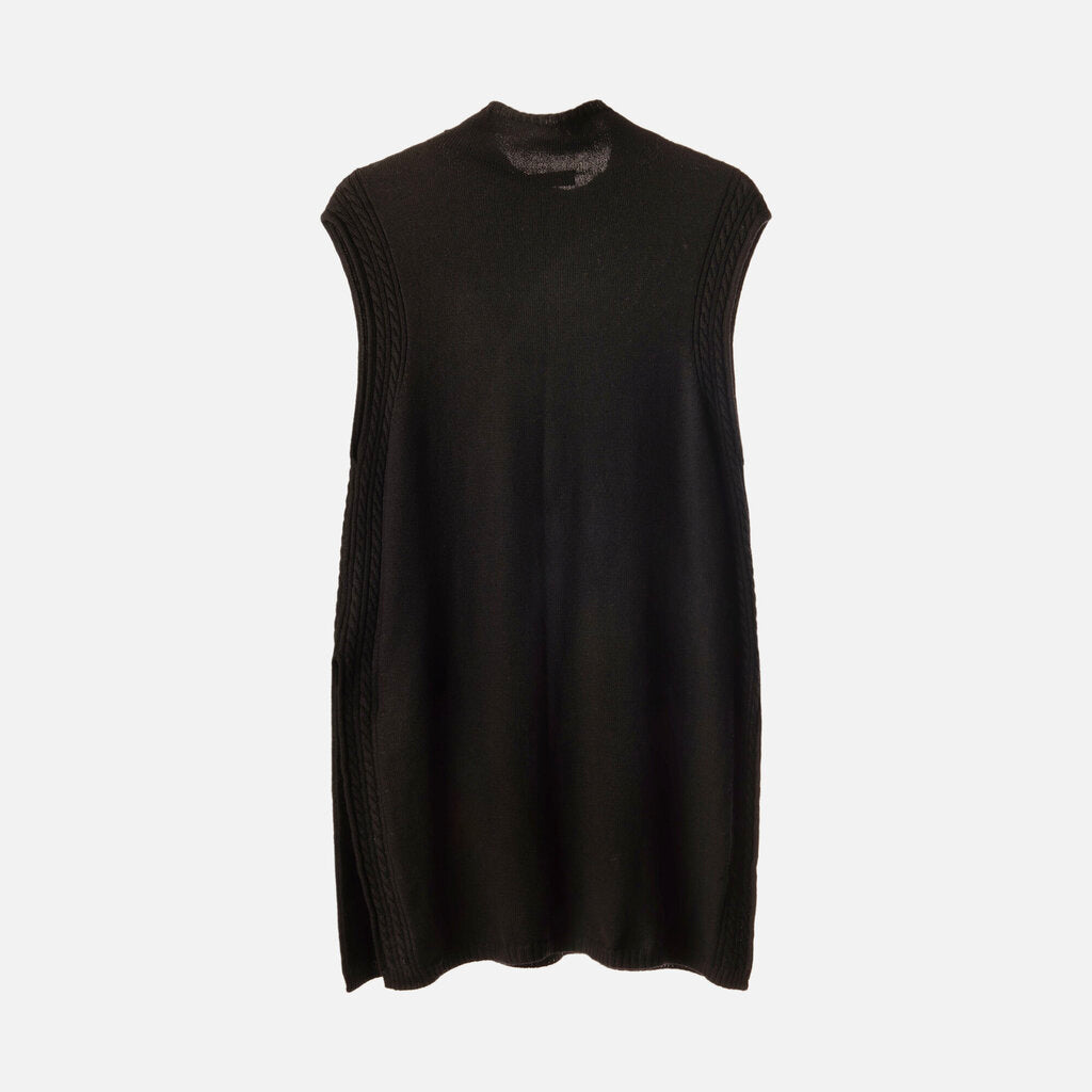 Max Mara Leisure Black Wool Cable Knit Sleeveless Mini Dress