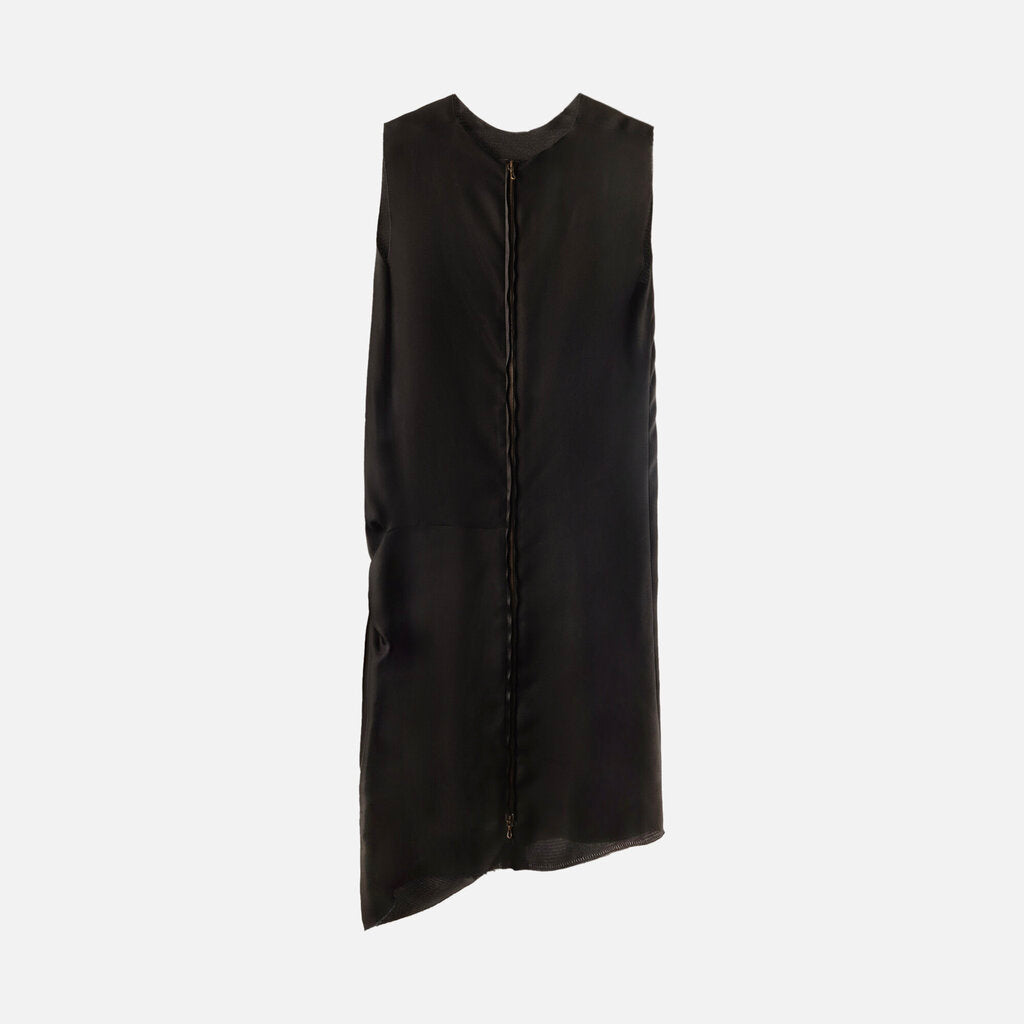 Lanvin Black Silk Gathered Waist Dress