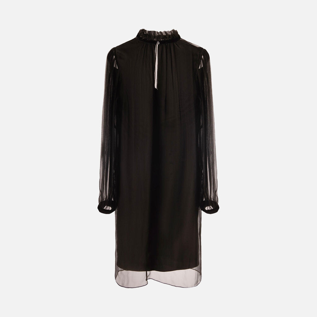 Nina Ricci Black Silk Longsleeve Dress