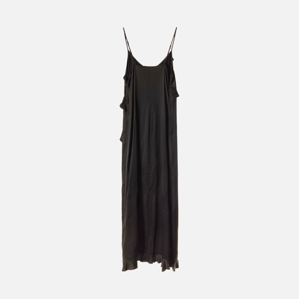 The Kooples Black Viscose Ruffle Midi Dress