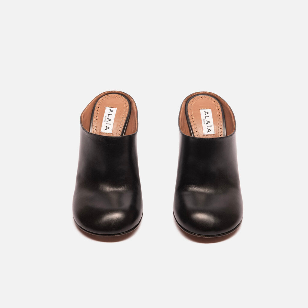 Alaia Black Leather Babylone Mules