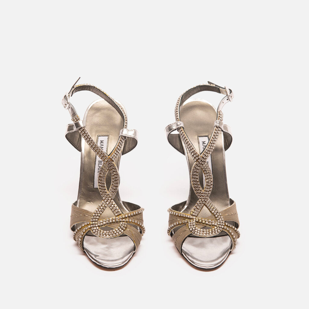 Manolo Blahnik Metallic Embellished Sandal
