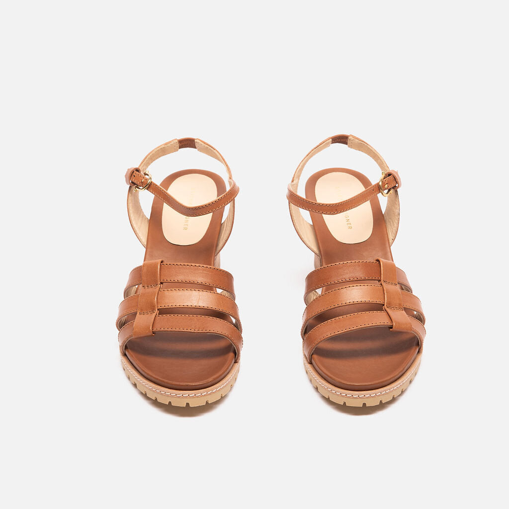 Etienne Aigner Brown Leather Block Heel Sandals