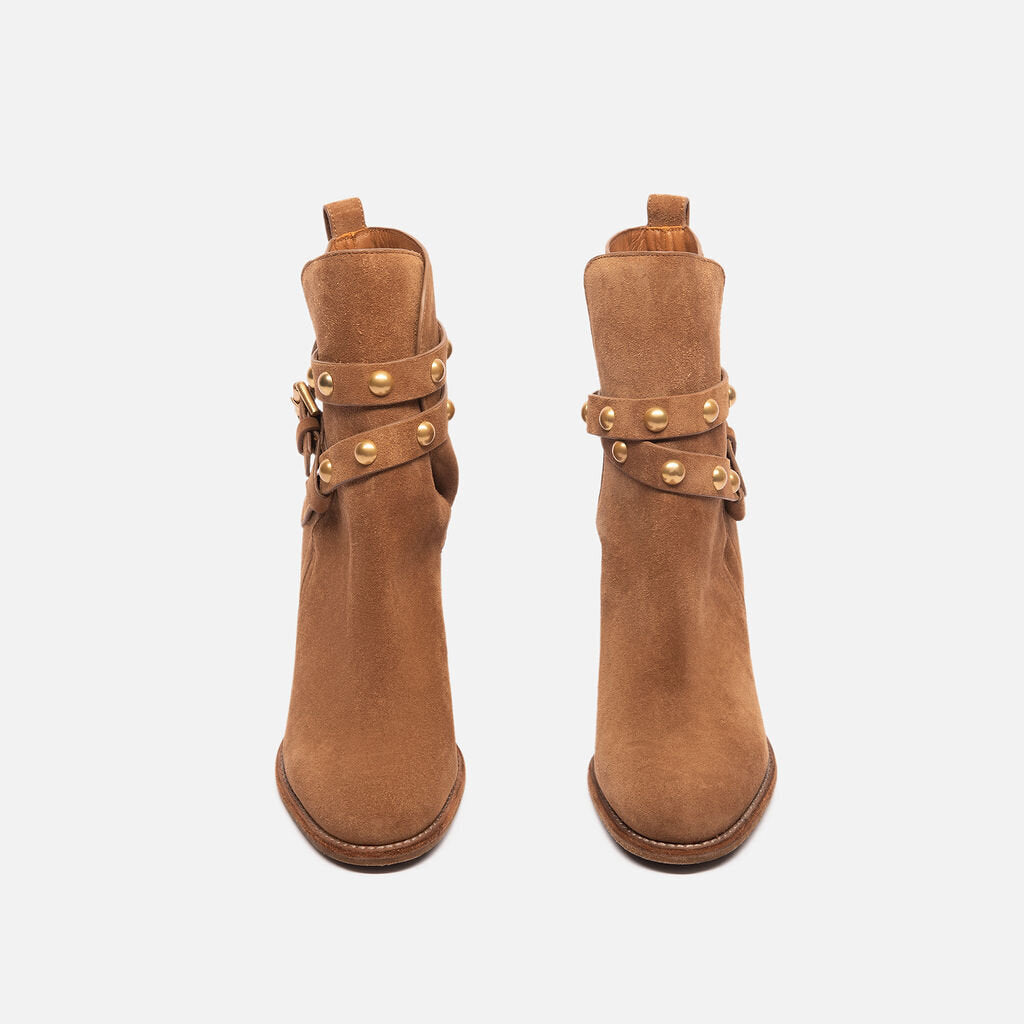 See By Chloe Camel Suede Studded Heeled Boots