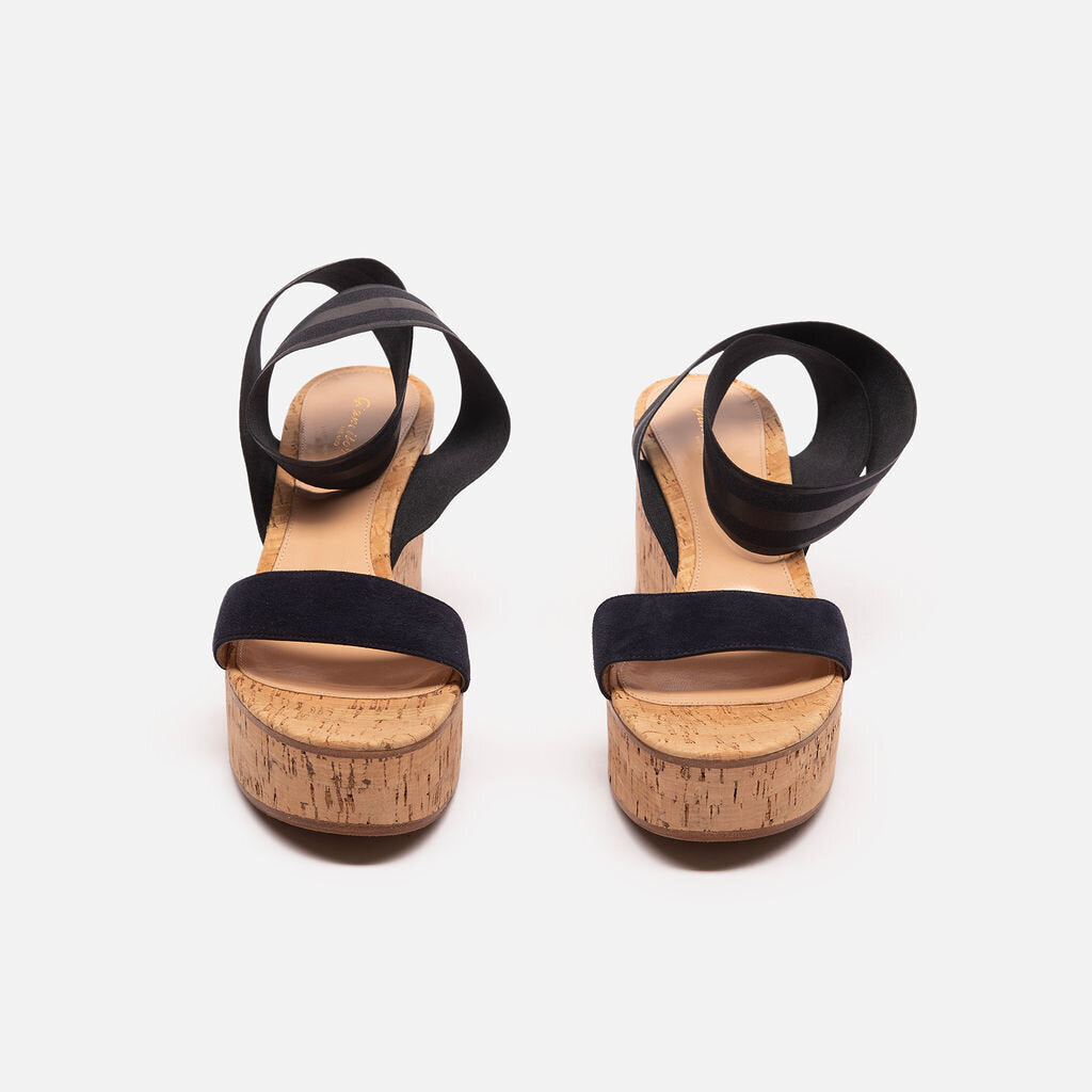 Gianvito Rossi Cork & Navy Platform Sandals