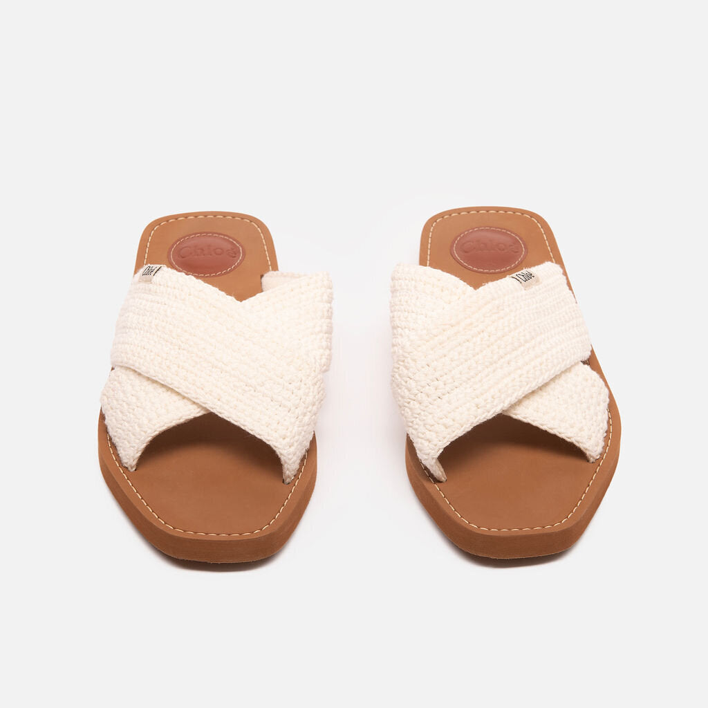 Chloe White Knit Sandals