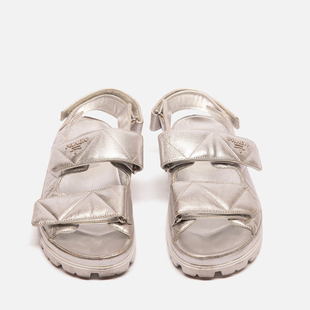 Prada Silver Leather Sandal