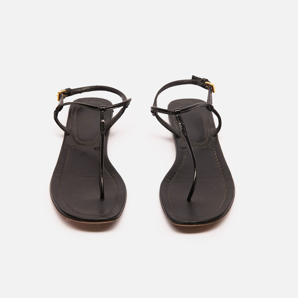 Prada Black Patent Sandal