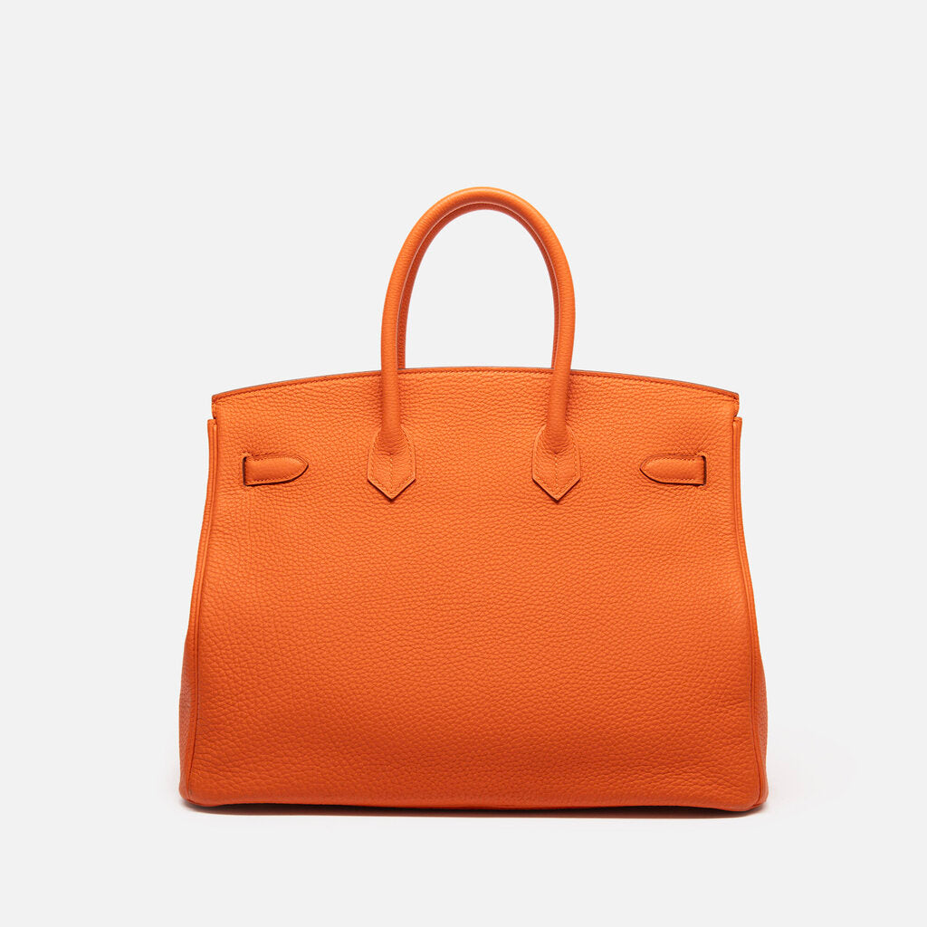 Hermes Orange Clemence Birkin 35 GHW