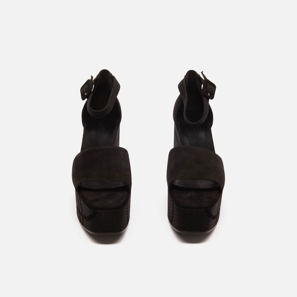 Hermes Black Suede Rhinestone "Luminous" Sandals