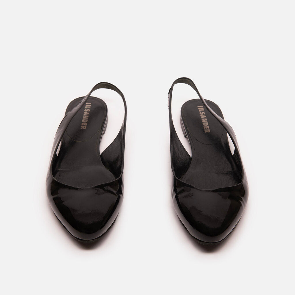 Jill Sander Black Patent Leather Slingback