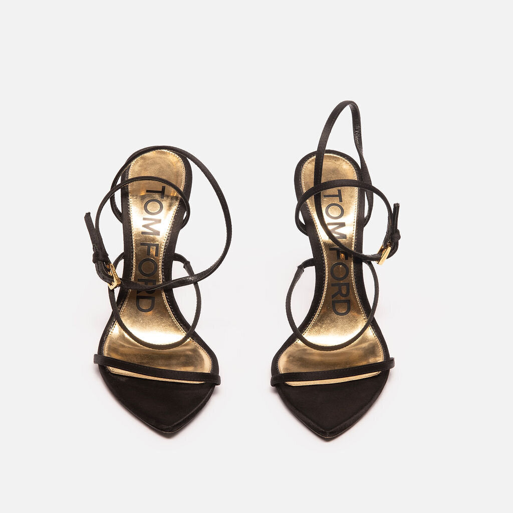 Jimmy Choo Black Suede Strappy Gold Heels