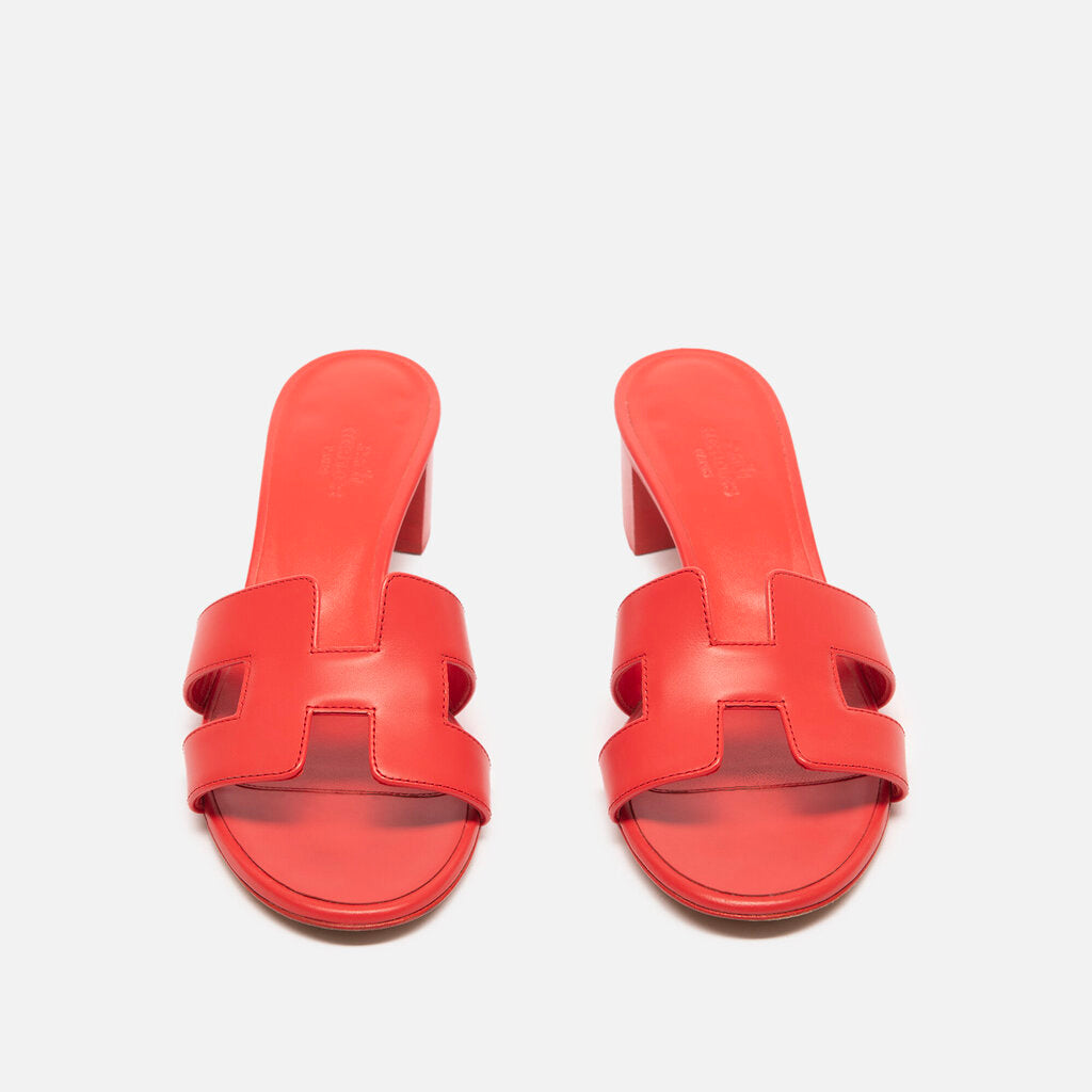 Hermes Red Leather H Sandals